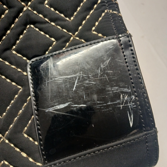 Tory Burch Black Quilted Tote with Gloss Logo - Picture 7 of 15